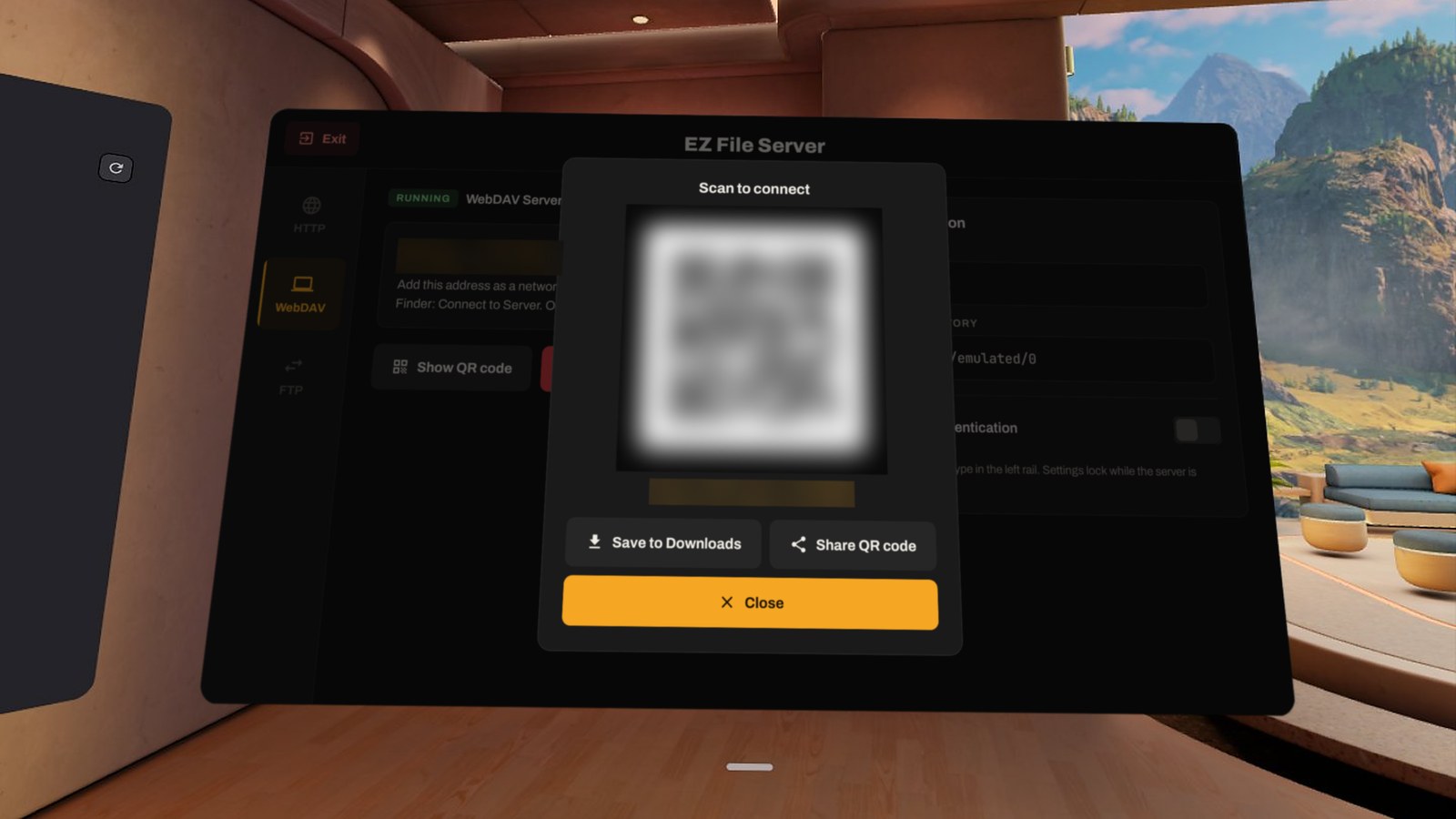 Scan to connect QR dialog