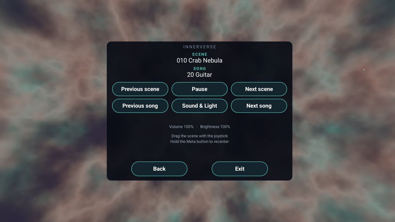 Session menu with scene and song controls