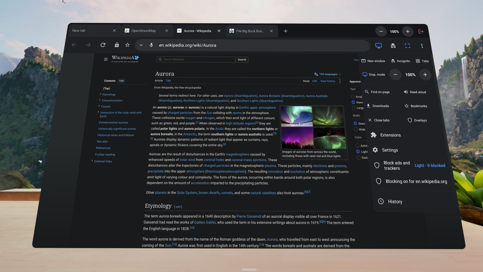 Browser menu