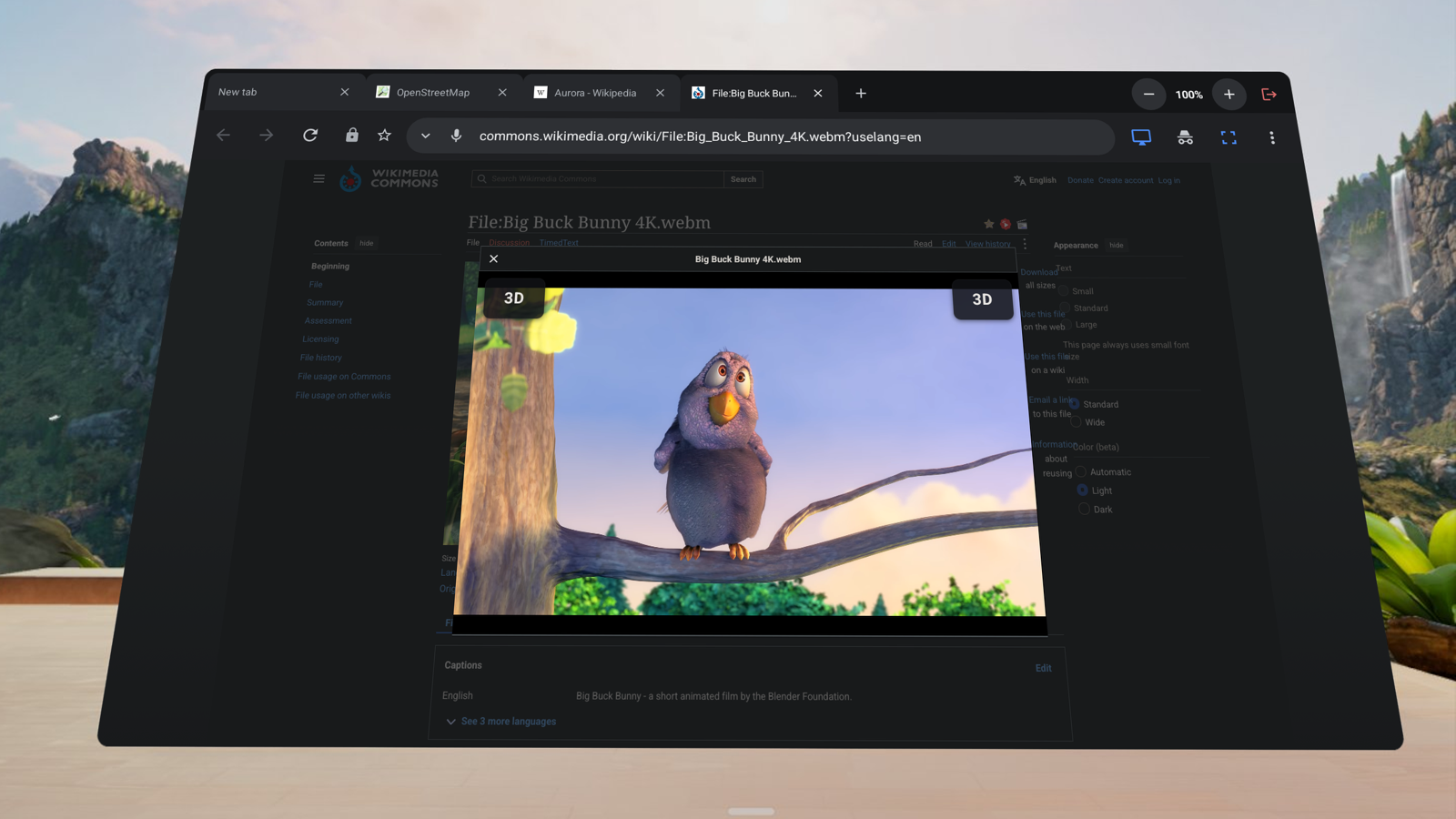 3D button on a web video