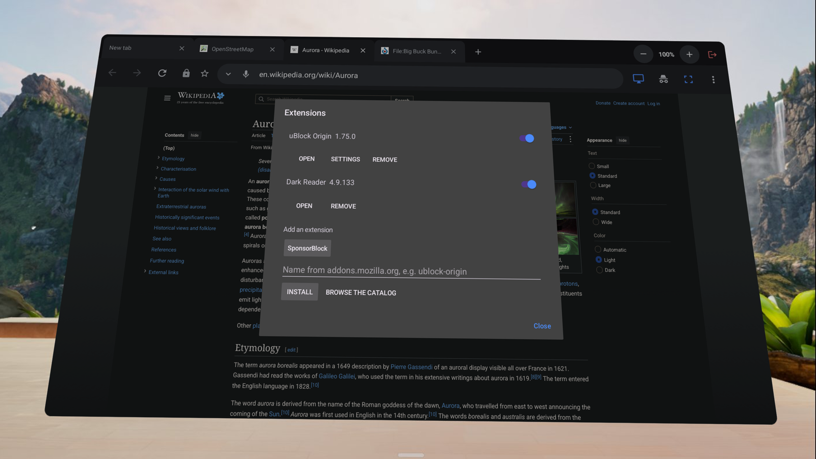 Extensions manager