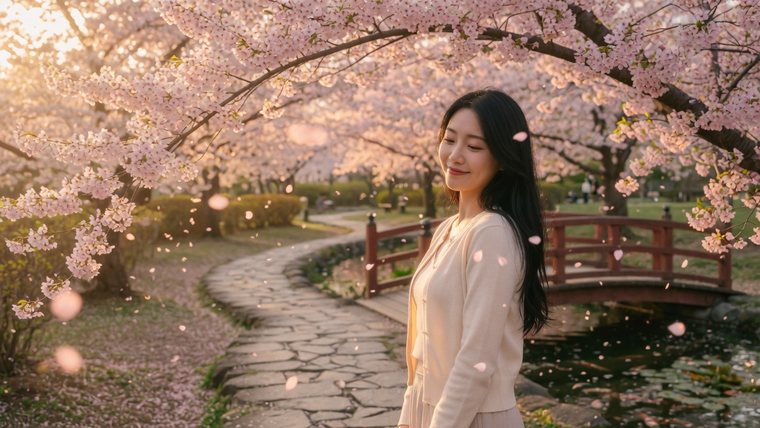 Portrait under cherry blossom